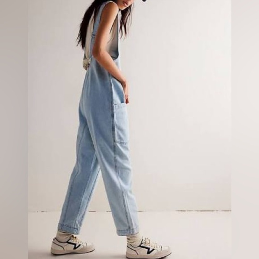 We The Free Light Blue Denim Overalls Jumpsuit